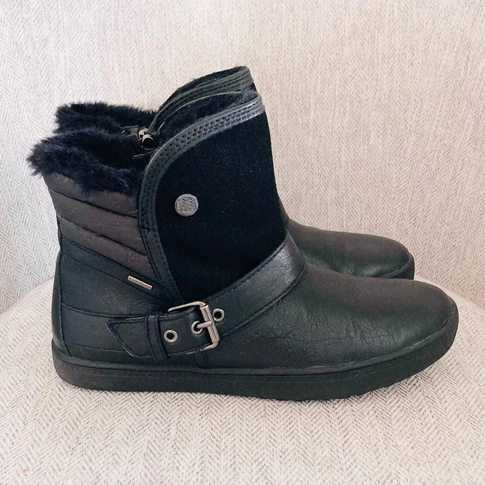 Geox Black Leather Fur-Lined Buckle Women's Boots
